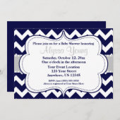 Graue Marine-Zickzack Einladung (Vorne/Hinten)