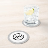 Graue Markenbezeichnungen für Werbeaktionen Runder Pappuntersetzer (Vor Ort)