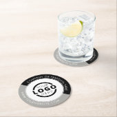 Graue Markenbezeichnungen für Werbeaktionen Runder Pappuntersetzer (Vor Ort)