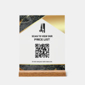 Graue Marmor-Frisur-Make-up-Salon QR-Code-Preislis Acrylschild (Vorderseite)