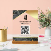 Graue Marmor-Frisur-Make-up-Salon QR-Code-Preislis Acrylschild (Hochzeit)