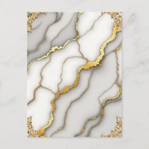 Graue Marmor Gold Verzierte Rahmen Muster Postkarte