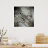 Graue Marmor mit Goldader Poster (Küche)