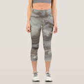 Graue Marmor mit Goldvene Capri Leggings (Vorderseite)