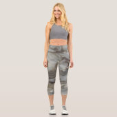 Graue Marmor mit Goldvene Capri Leggings (Vorderseite)