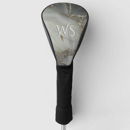 Graue Marmor mit Goldvene Golf Headcover (Vorderseite)