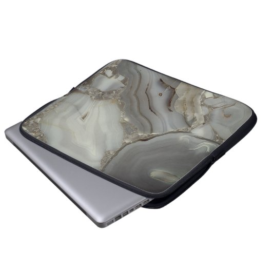 Graue Marmor mit Goldvene Laptopschutzhülle (Vorne Knopf)