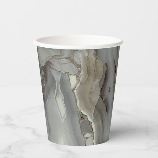 Graue Marmor mit Goldvene Pappbecher (Vorderseite)