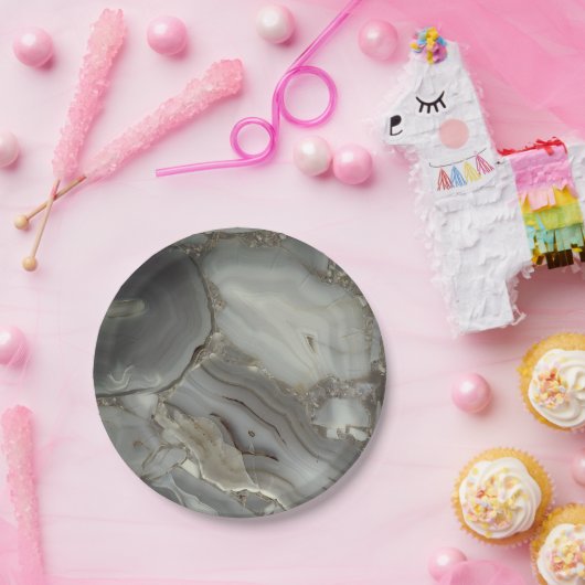 Graue Marmor mit Goldvene Pappteller (Party)