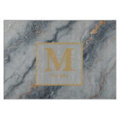 Graue Marmor mit subtilen Goldfesseln Monogramm Schneidebrett (Vorderseite)