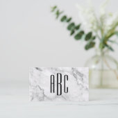 Graue Marmor und Schwarz-Dreibuchstaben Visitenkarte (Stehend Vorderseite)