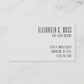 Graue Marmor und Schwarz-Dreibuchstaben Visitenkarte (Rückseite)