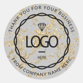 Graue Marmor zieht Gold Logo Name Web Vielen Dank Runder Aufkleber