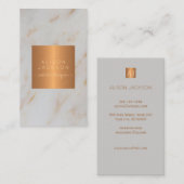 Graue Marmorglasur aus metallischem Kupfermonogram Visitenkarte (Vorne/Hinten)