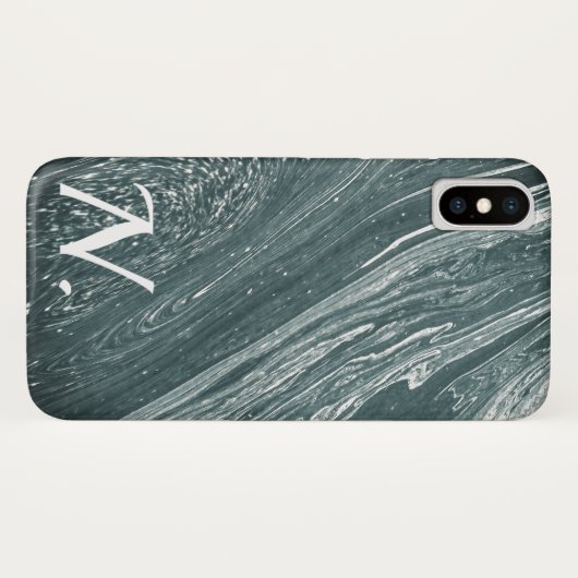 Graue Marmorpflastersteine und Monogramm Case-Mate iPhone Hülle (Rückseite (Horizontal))