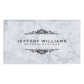 Graue Marmorplatte Schwarze Wirbel Rahmen drucken Namenschild (Vorderseite)