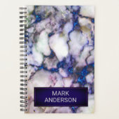 Graue Marmorsteine und blauer Glitzer Planer (Vorderseite)