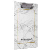 Graue Marmorstone Textur Gold Border Klemmbrett (Rechts)