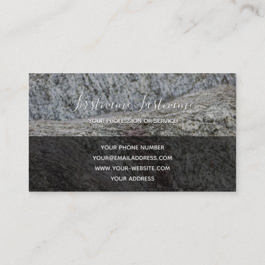 Graue Marmorstruktur in Monogramm Visitenkarte (Rückseite)