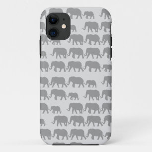 Graue marschierende Elefant-Familie iPhone 11 Hülle