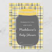 Graue Mason Jar Custom Baby Dusche Einladungen (Vorne/Hinten)