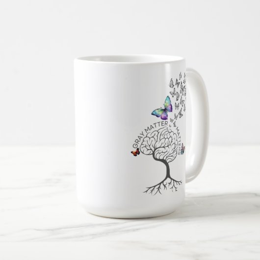 Graue Materie (Schmetterlinge & Baum des Lebens) Kaffeetasse (VorderseiteRechts)