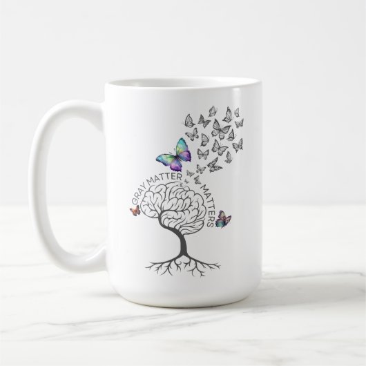 Graue Materie (Schmetterlinge & Baum des Lebens) Kaffeetasse (Links)