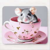 Graue Maus in Teetasse Mousepad (Vorne)