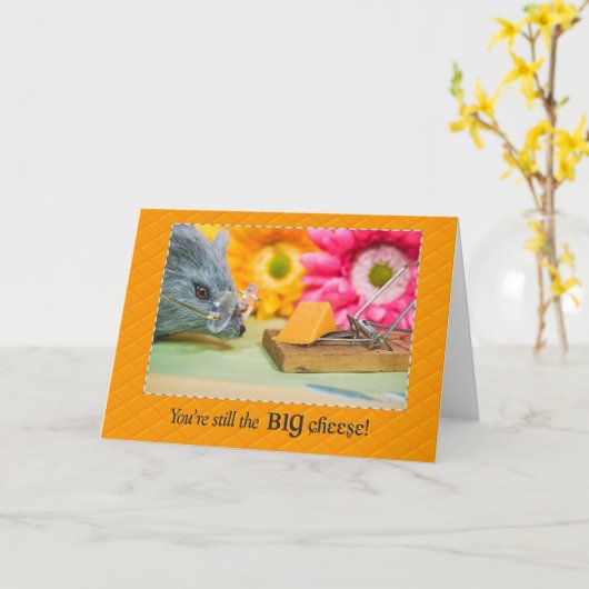 Graue Maus mit Käsegeburt Karte (Gelbe Blume)