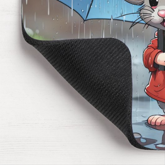 Graue Maus mit Regenschirm Mousepad (Ecke)