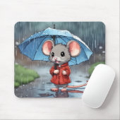 Graue Maus mit Regenschirm Mousepad (Mit Mouse)