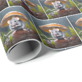 Graue Maus unter einem Toadstool Geschenkpapier (Rolleneckpunkt)