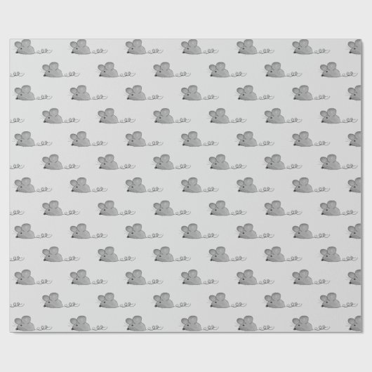 graue Mäuse auf hellgrau Geschenkpapier (Flach)