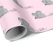 graue Mäuse auf rosa Geschenkpapier (Rolleneckpunkt)