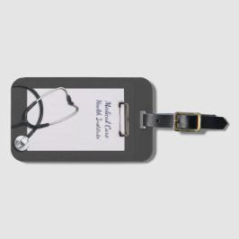 Graue medizinische Zwischenablage mit Stethoscope Gepäckanhänger