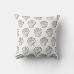 Graue Meeresmuschel elegante nahtlose Muster Kissen