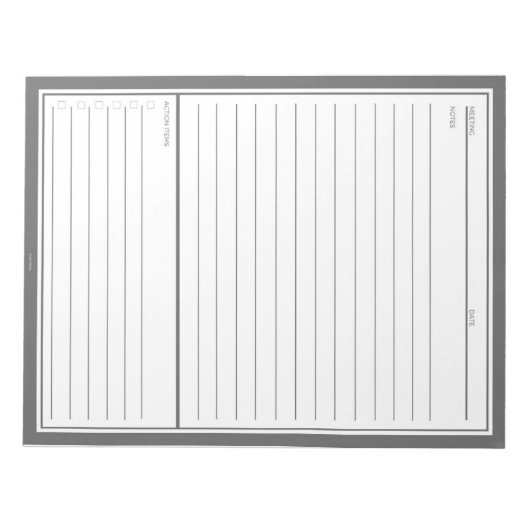 Graue Meeting Notes Notizblock (Vorderseite)
