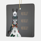 Graue "Merrily Merrily" Wintertiere Keramikornament (Links)