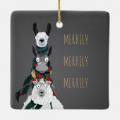 Graue "Merrily Merrily" Wintertiere Keramikornament (Rückseite)