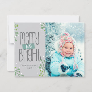 Graue Merry and Bright Fotokarte Feiertagskarte