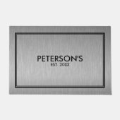 Graue Metallic Textur Schwarze Rahmen drucken Fußmatte (Vorderseite)