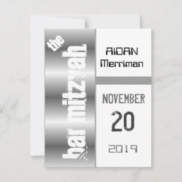 Graue Metallische Bar Mitzvah Einladung