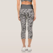 Graue militärische Tarnung weiße und graue Streife Capri Leggings (Rückseite)