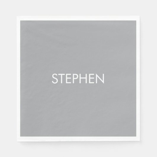 Graue minimalistische benutzerdefinierte Name  Serviette (Vorderseite)