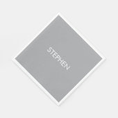 Graue minimalistische benutzerdefinierte Name  Serviette (Ecke)