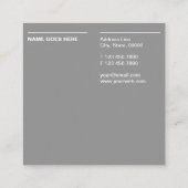 Graue Minimalistische berufliche quadratische Visitenkarte (Rückseite)