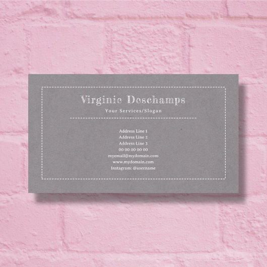 Graue Minimalistische Kraft Rustic Business Card Visitenkarte