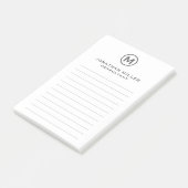 Graue Minimalistische Monogram-Linednoten Post-it Klebezettel (angewinkelt)