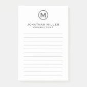 Graue Minimalistische Monogram-Linednoten Post-it Klebezettel (Vorderseite)