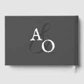 Graue Minimalistische Monogramm-Hochzeit Gästebuch (Rückseite)